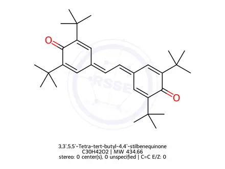 Chemical structure of 3,3`,5,5`-Tetra-tert-butyl-4,4`-stilbenequinone