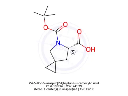 Chemical structure of (S)-5-Boc-5-azaspiro[2.4]heptane-6-carboxylic Acid