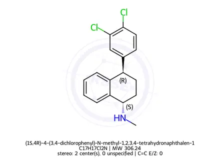 Chemical structure of (1S,4R)-4-(3,4-dichlorophenyl)-N-methyl-1,2,3,4-tetrahydronaphthalen-1-amine