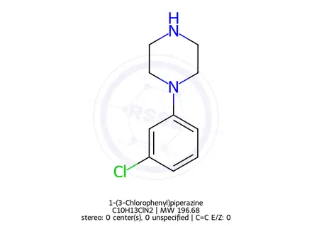 Chemical structure of 1-(3-Chlorophenyl)piperazine