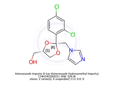 Chemical structure of Ketoconazole Impurity 8 (rac-Ketoconazole Hydroxymethyl Impurity)