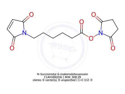 Chemical structure of N-Succinimidyl 6-maleimidohexanoate