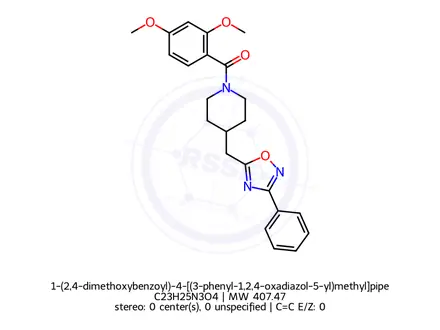 Chemical structure of 1-(2,4-dimethoxybenzoyl)-4-[(3-phenyl-1,2,4-oxadiazol-5-yl)methyl]piperidine