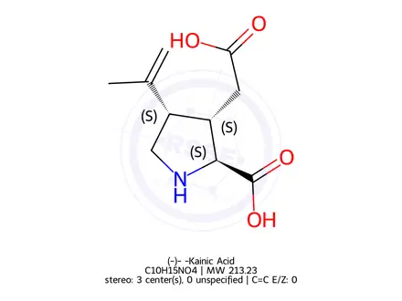 Chemical structure of (-)-α-Kainic Acid