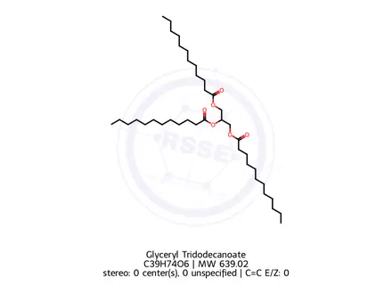 Chemical structure of Glyceryl Tridodecanoate