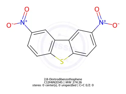 Chemical structure of 2,8-Dinitrodibenzothiophene