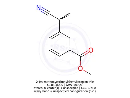 Chemical structure of 2-(m-methoxycarbonylphenyl)propionitrile