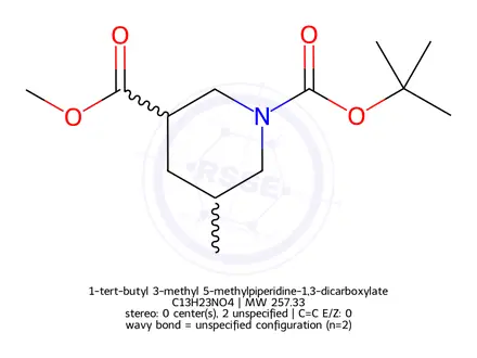 Chemical structure of 1-tert-butyl 3-methyl 5-methylpiperidine-1,3-dicarboxylate