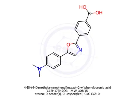 Chemical structure of 4-[5-(4-Dimethylaminophenyl)oxazol-2-yl]phenylboronic acid