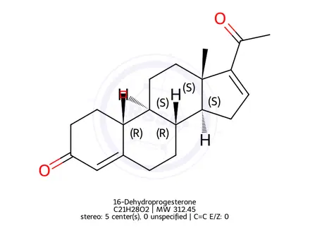 Chemical structure of 16-Delta Progesterone