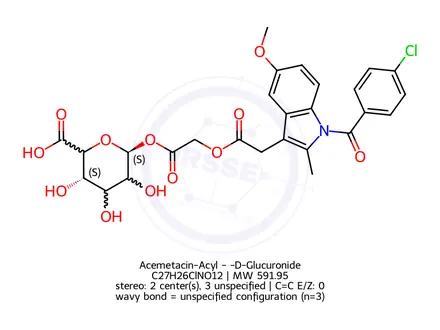 Chemical structure of Acemetacin-Acyl -β-D-Glucuronide