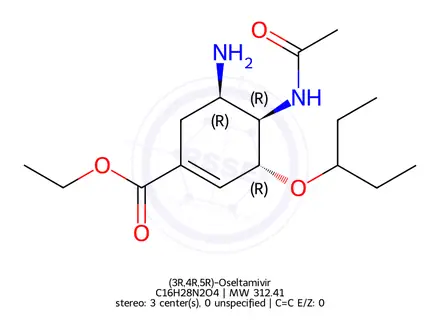 Chemical structure of (3R,4R,5R)-Oseltamivir