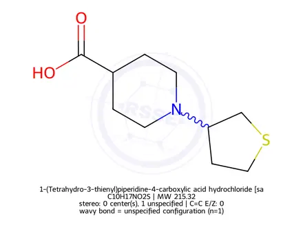 Chemical structure of 1-(Tetrahydro-3-thienyl)piperidine-4-carboxylic acid hydrochloride