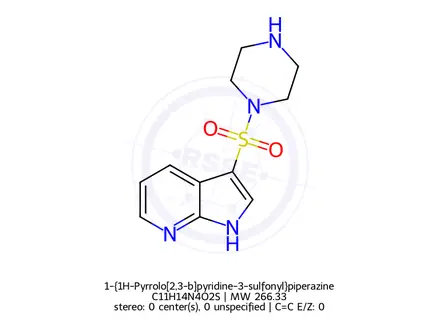 Chemical structure of 1-{1H-Pyrrolo[2,3-b]pyridine-3-sulfonyl}piperazine