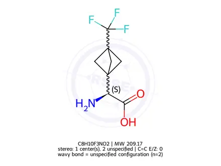 Chemical structure of (2S)-Amino-2-[3-(trifluoromethyl)bicyclo[1.1.1]pentan-1-yl]acetic acid