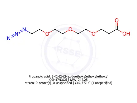 Chemical structure of Propanoic acid, 3-[2-[2-(2-azidoethoxy)ethoxy]ethoxy]