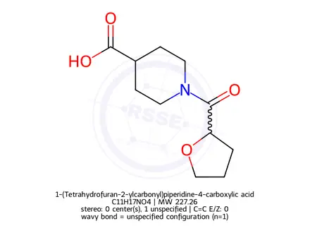 Chemical structure of 1-(Tetrahydrofuran-2-ylcarbonyl)piperidine-4-carboxylic acid