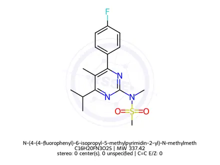 Chemical structure of N-(4-(4-fluorophenyl)-6-isopropyl-5-methylpyrimidin-2-yl)-N-methylmethanesulfonamide