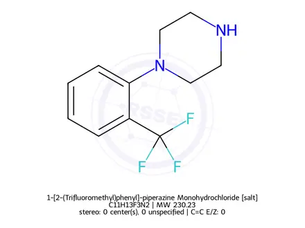Chemical structure of 1-[2-(Trifluoromethyl)phenyl]-piperazine Monohydrochloride