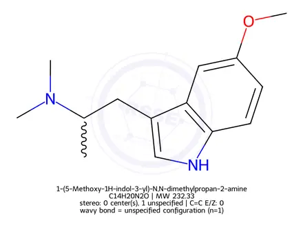 Chemical structure of 1-(5-Methoxy-1H-indol-3-yl)-N,N-dimethylpropan-2-amine