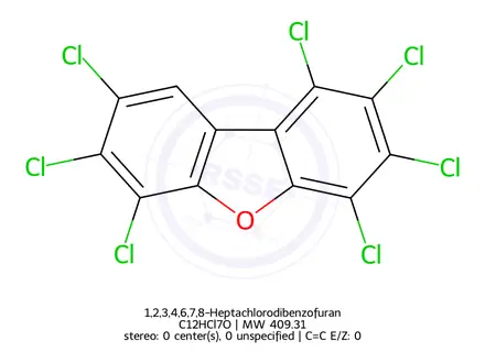Chemical structure of 1,2,3,4,6,7,8-Heptachlorodibenzofuran