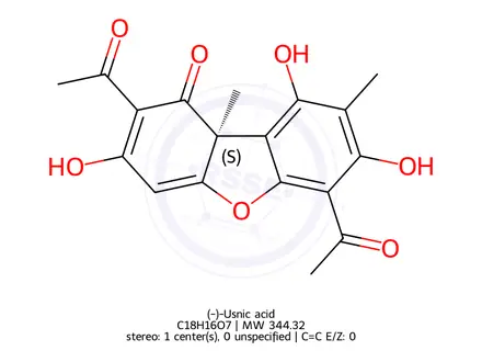 Chemical structure of (-)-Usnic acid