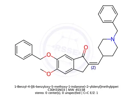 Chemical structure of 1-Benzyl-4-[(6-benzyloxy-5-methoxy-1-indanone)-2-ylidenyl]methylpiperidine