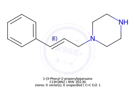Chemical structure of 1-(3-phenyl-2-propenyl)piperazine