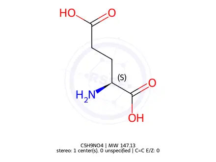 Chemical structure of L-Glutamic Acid