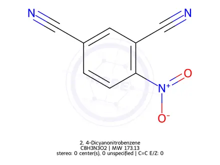 Chemical structure of 2, 4-Dicyanonitrobenzene