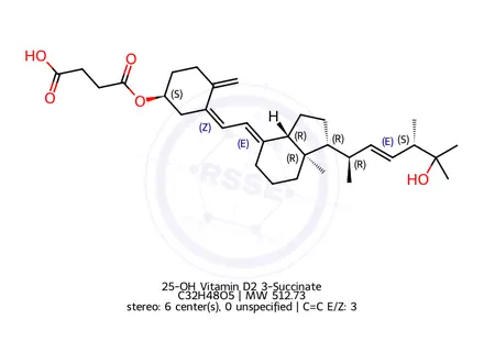 Chemical structure of 25-OH Vitamin D2 3-Succinate