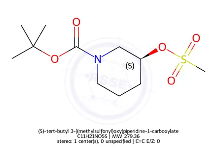 Chemical structure of (S)-tert-butyl 3-((methylsulfonyl)oxy)piperidine-1-carboxylate