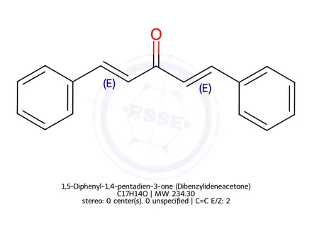 Chemical structure of Dibenzylideneacetone