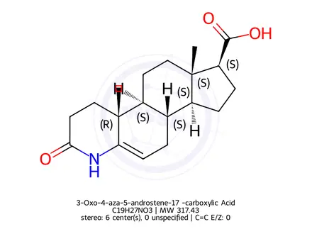 Chemical structure of 3-Oxo-4-aza-5-androstene-17β-carboxylic Acid