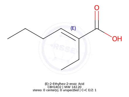 Chemical structure of (E)-2-Ethylhex-2-enoic Acid