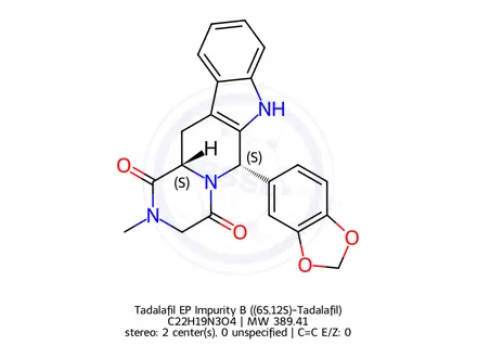 Chemical structure of Tadalafil EP Impurity B ((6S,12S)-Tadalafil)