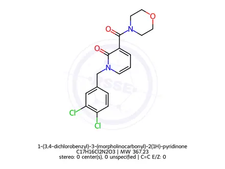 Chemical structure of 1-(3,4-dichlorobenzyl)-3-(morpholinocarbonyl)-2(1H)-pyridinone