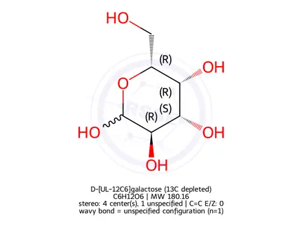 Chemical structure of D-[UL-12C6]galactose (13C depleted)
