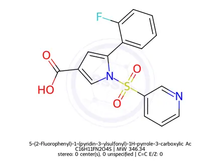 Chemical structure of 5-(2-Fluorophenyl)-1-(pyridin-3-ylsulfonyl)-1H-pyrrole-3-carboxylic Acid