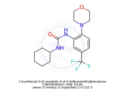 Chemical structure of 1-(cyclohexyl)-3-(2-morpholin-4-yl-5-(trifluoromethyl)phenyl)urea