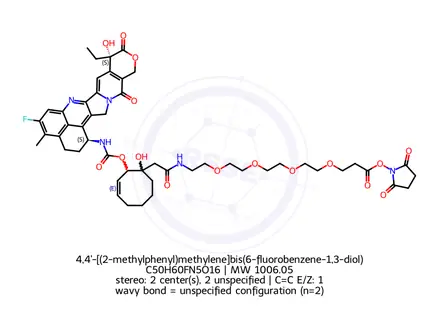 Chemical structure of 4,4'-[(2-methylphenyl)methylene]bis(6-fluorobenzene-1,3-diol)