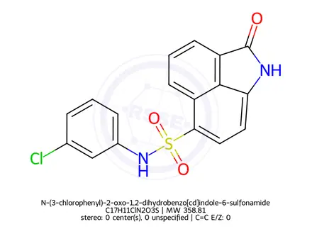 Chemical structure of N-(3-chlorophenyl)-2-oxo-1,2-dihydrobenzo[cd]indole-6-sulfonamide