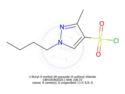 Chemical structure of 1-Butyl-3-methyl-1H-pyrazole-4-sulfonyl chloride
