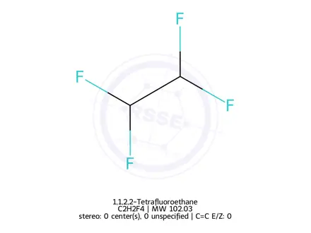 Chemical structure of 1,1,2,2-Tetrafluoroethane (Freon #134)