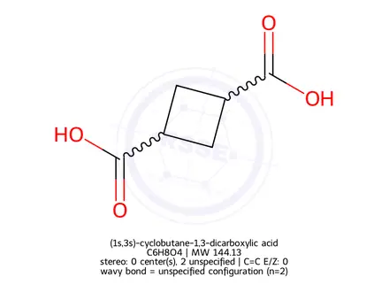 Chemical structure of (1s,3s)-cyclobutane-1,3-dicarboxylic acid