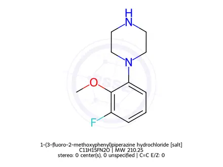 Chemical structure of 1-(3-fluoro-2-methoxyphenyl)piperazine hydrochloride