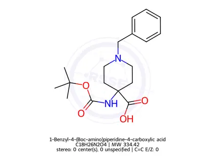 Chemical structure of 1-benzyl-4-((tert-butoxycarbonyl)amino)piperidine-4-carboxylic acid
