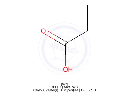 Chemical structure of Propionic acid