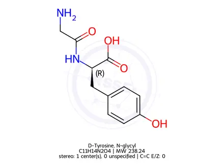 Chemical structure of D-Tyrosine, N-glycyl-