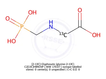 Chemical structure of [2-13C]-Glyphosate (glycine-2-13C)